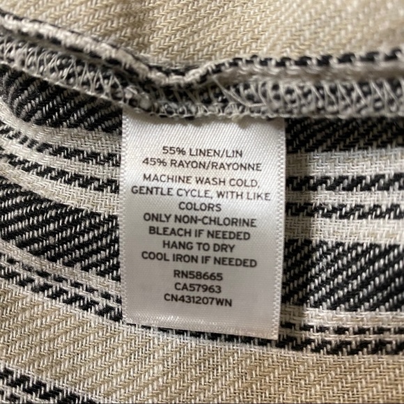 Caslon Striped Linen Blend Crop Pants Khaki/Black - Picture 5 of 7